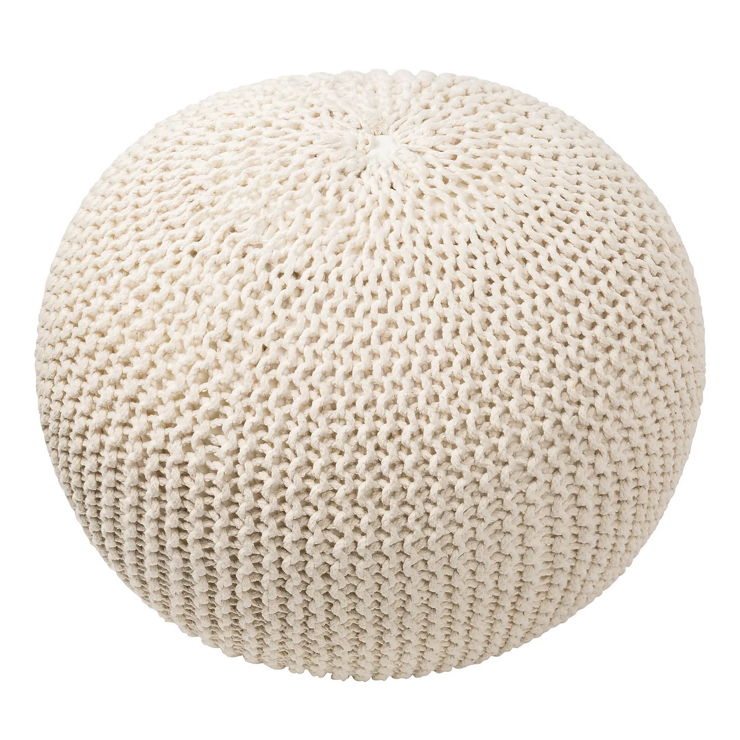 Charles Chunky Knit Pouffe - Cream 4 Charles Chunky Knit Pouffe - Cream - Image 2
