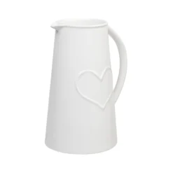 Ceramic Jug With Embossed Heart - White -Home Furniture 12886083 2054843705790511