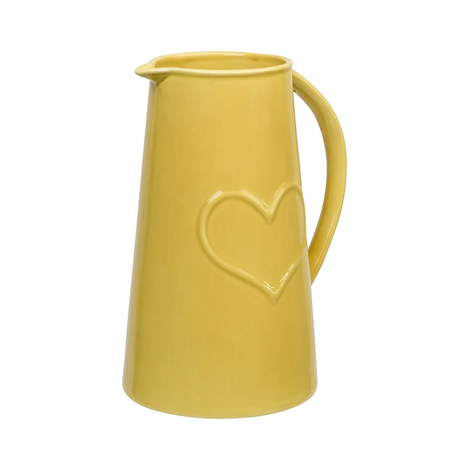 Ceramic Jug With Embossed Heart - Ochre 4 Ceramic Jug With Embossed Heart - Ochre - Image 2