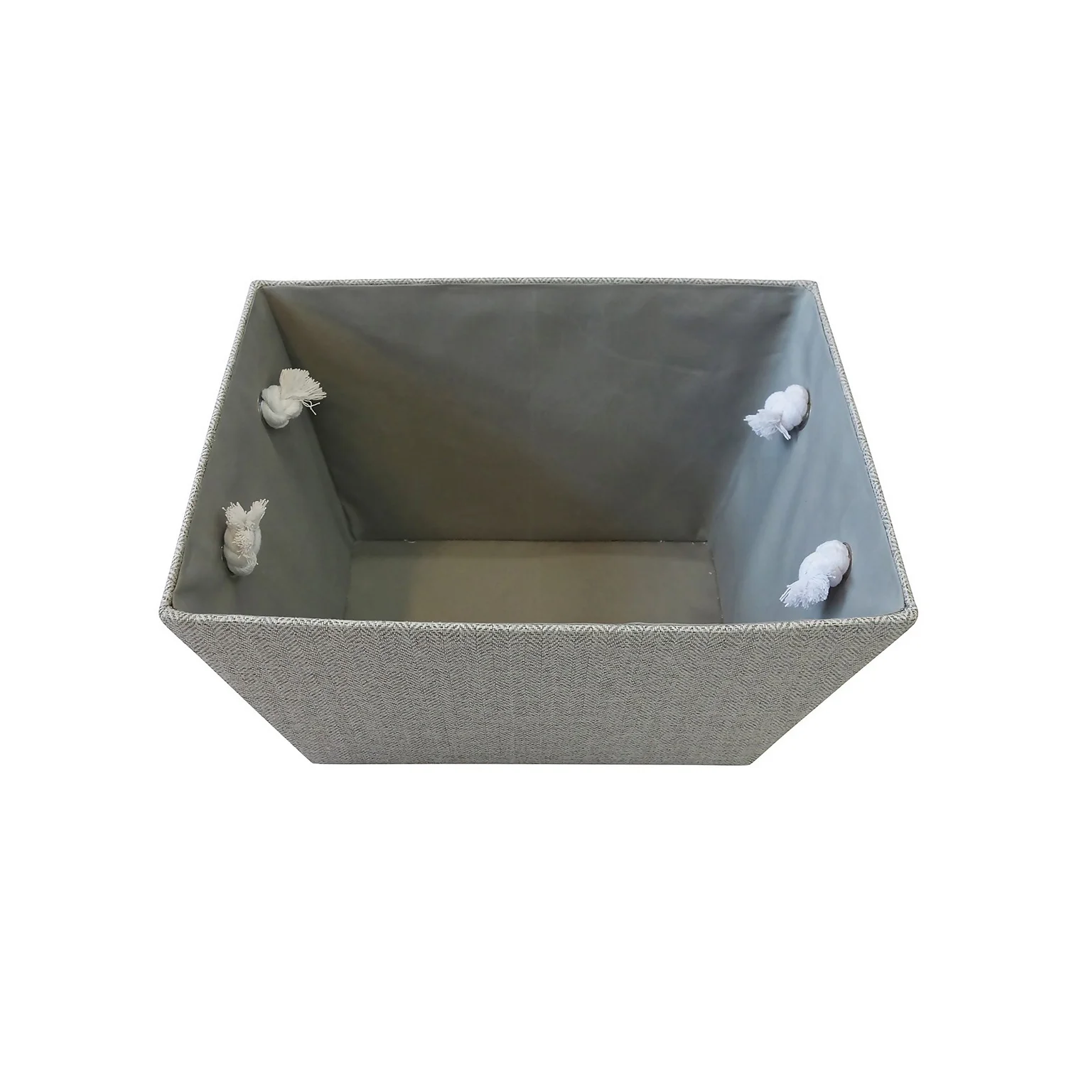 Neutral Herringbone Medium Storage Basket 4 Neutral Herringbone Medium Storage Basket - Image 2