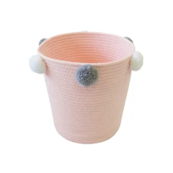 Round Cotton Rope Blush Pom Pom Basket 8 Round Cotton Rope Blush Pom Pom Basket -Home Furniture 12886596 1264857031486509