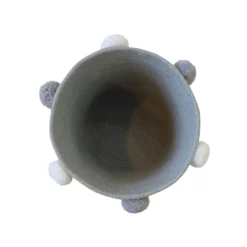 Round Cotton Rope Grey Pom Pom Basket -Home Furniture 12886597 1874857031618479