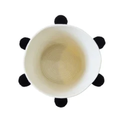 Round Cotton Rope Mono Pom Pom Basket -Home Furniture 12886598 1084857031641123