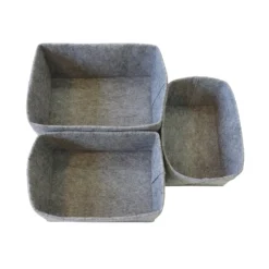 Set Of 3 Grey Oval Felt Baskets -Home Furniture 12886601 1784857031680822