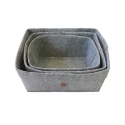 Set Of 3 Grey Oval Felt Baskets -Home Furniture 12886601 7804857031643052