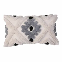None Tufted Geometric Cushion Grey 30x50cm