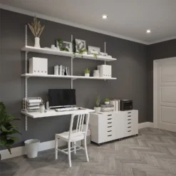 Anti-bacterial Twin Slot Shelving Kit - 1981mm White Twinslot And 270mm Brackets - White -Home Furniture 12888875 1714843294387890