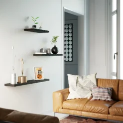 Flexi Storage Decorative Shelving Floating Shelf Black Oak 1200x38x240mm -Home Furniture 12889901 7324885495273380