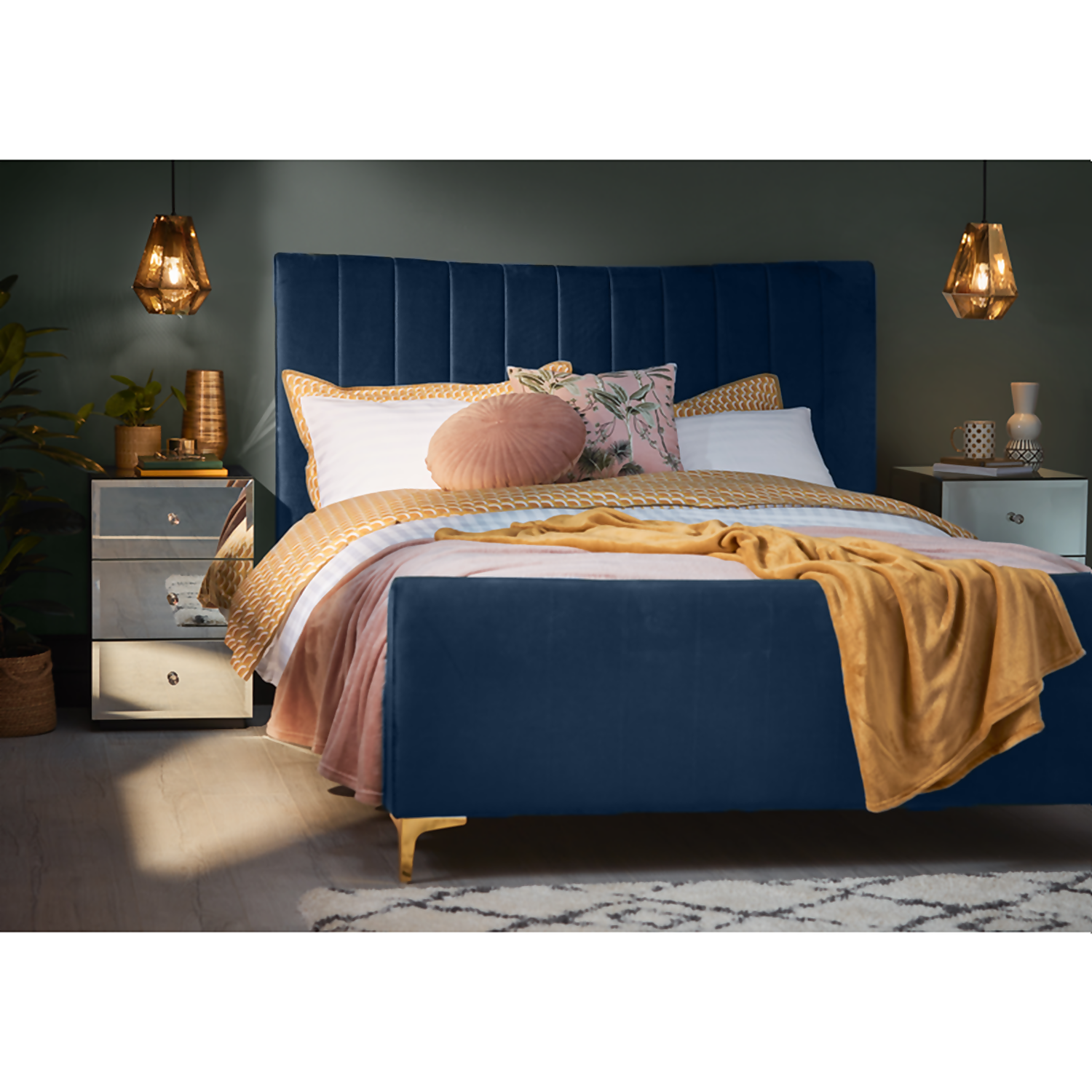 Donna Deco Double Bed - Navy 3 Donna Deco Double Bed - Navy - Image 2