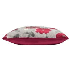Cut Velvet Poppy Cushion - 45x45cm - Red -Home Furniture 12969631 3994900336062000