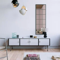 Black Metal Rectangle Window Pane Leaning Mirror - 150x50cm -Home Furniture 13031833 6844893868642896