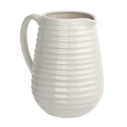 Crackle Effect Ribbed Jug - White -Home Furniture 13036255 2824894568141925