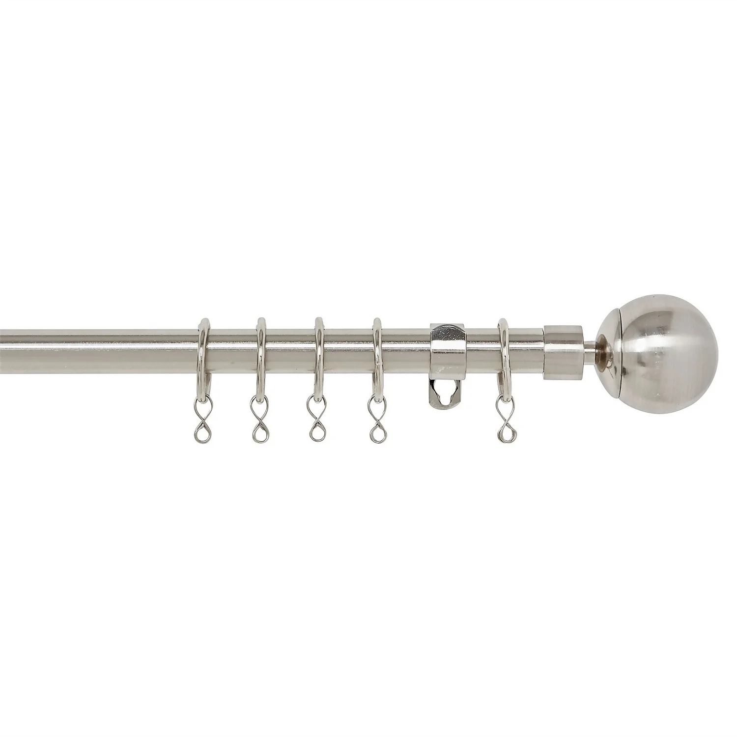 Extendable Ball Finial Curtain Pole - Satin Steel - 1.7-3m (16/19mm) 3 Extendable Ball Finial Curtain Pole - Satin Steel - 1.7-3m (16/19mm)