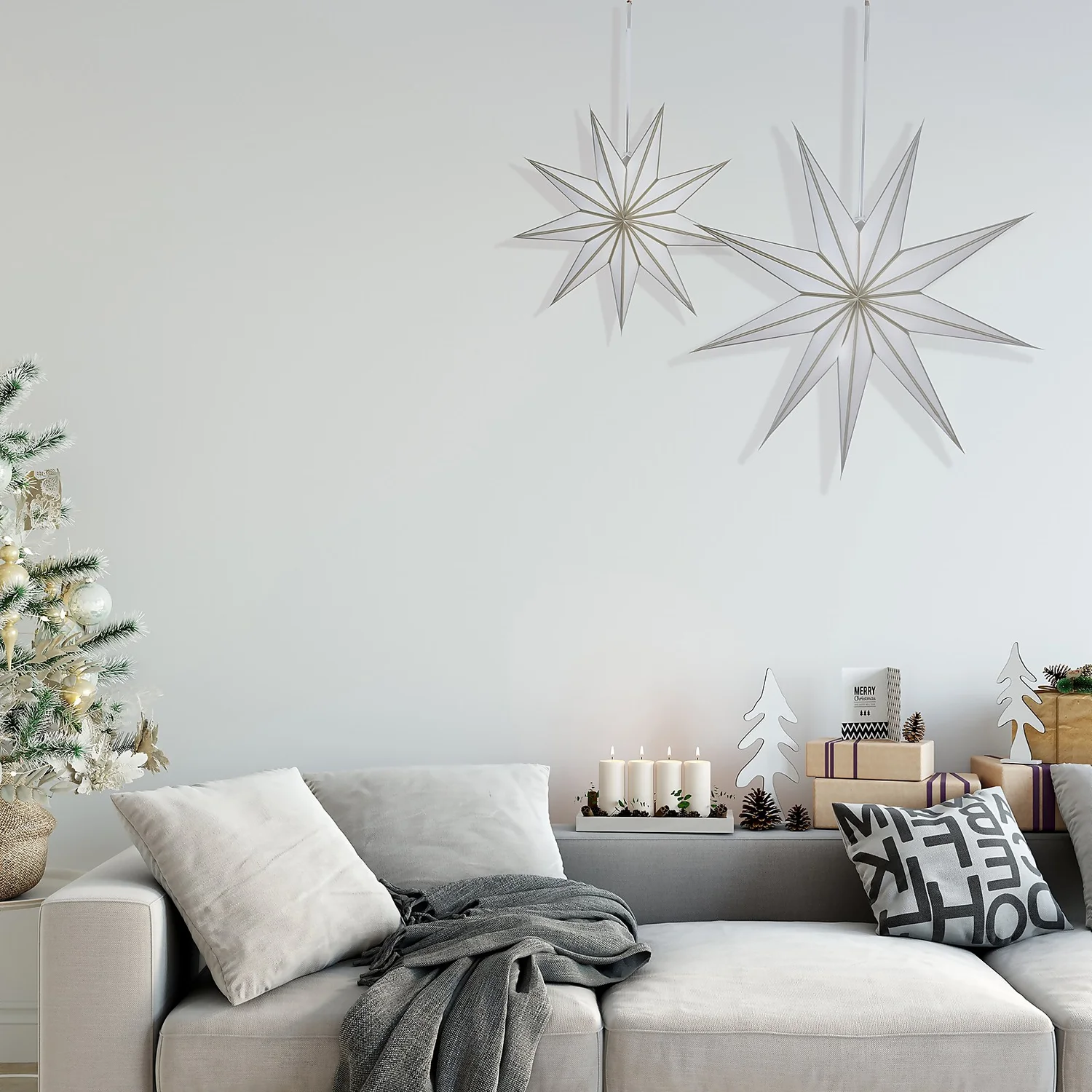 House Beautiful Wall Hanging Paper Star - Set Of 2 - Gold 5 House Beautiful Wall Hanging Paper Star - Set Of 2 - Gold - Image 3