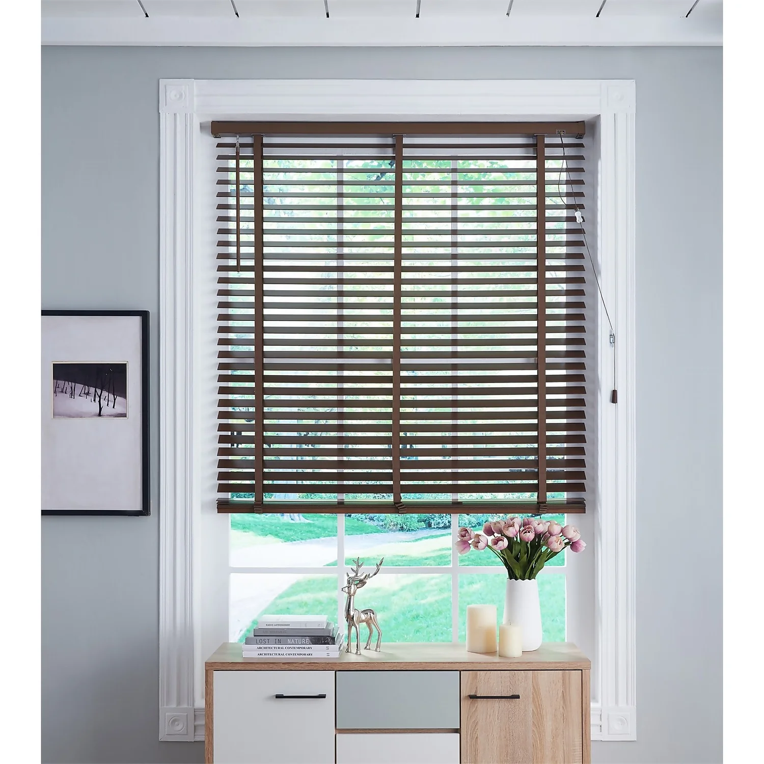 50mm Wood Venetian Blind - Walnut - 70x160cm 4 50mm Wood Venetian Blind - Walnut - 70x160cm - Image 2