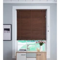 50mm Wood Venetian Blind - Walnut - 80x160cm