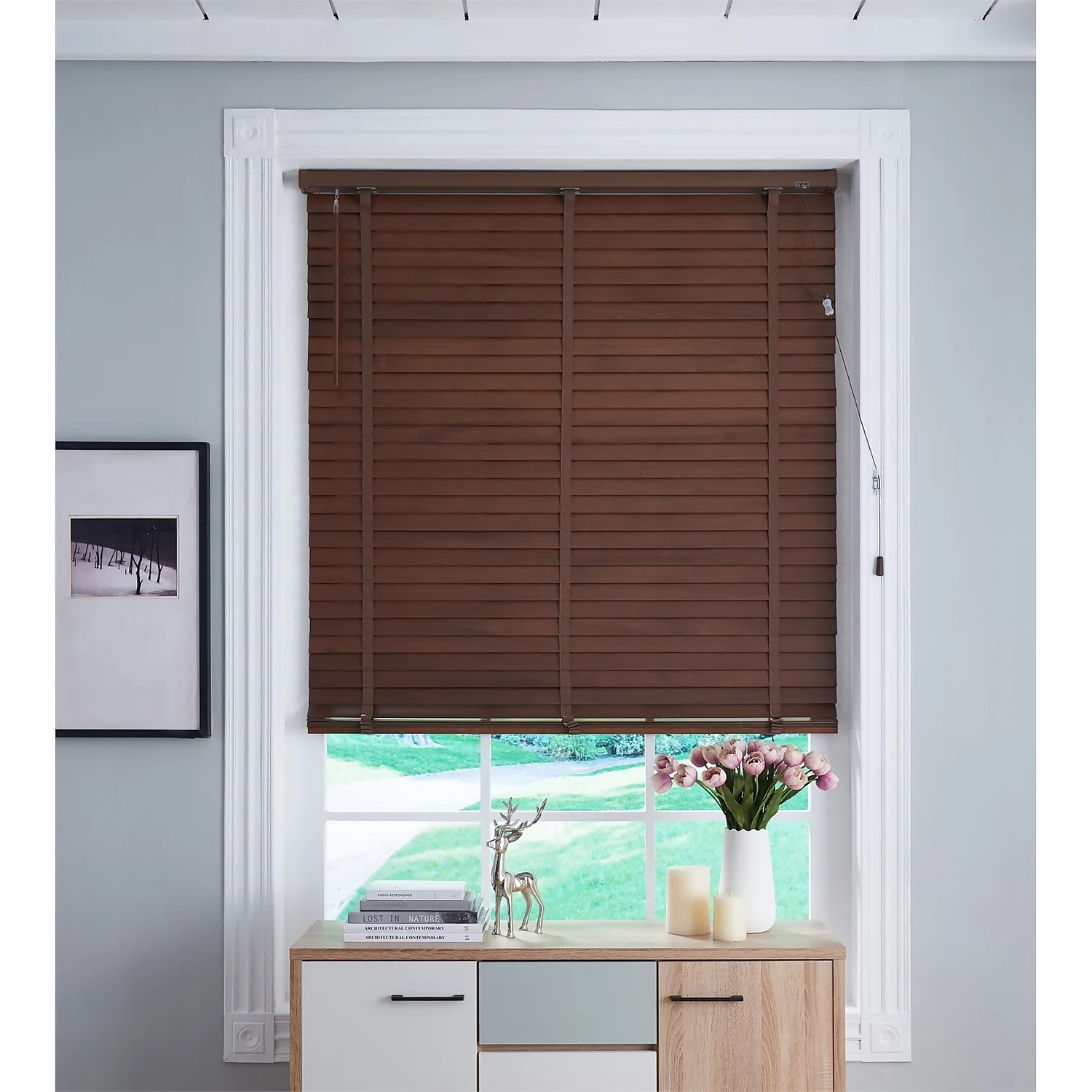 50mm Wood Venetian Blind - Walnut - 90x160cm 3 50mm Wood Venetian Blind - Walnut - 90x160cm