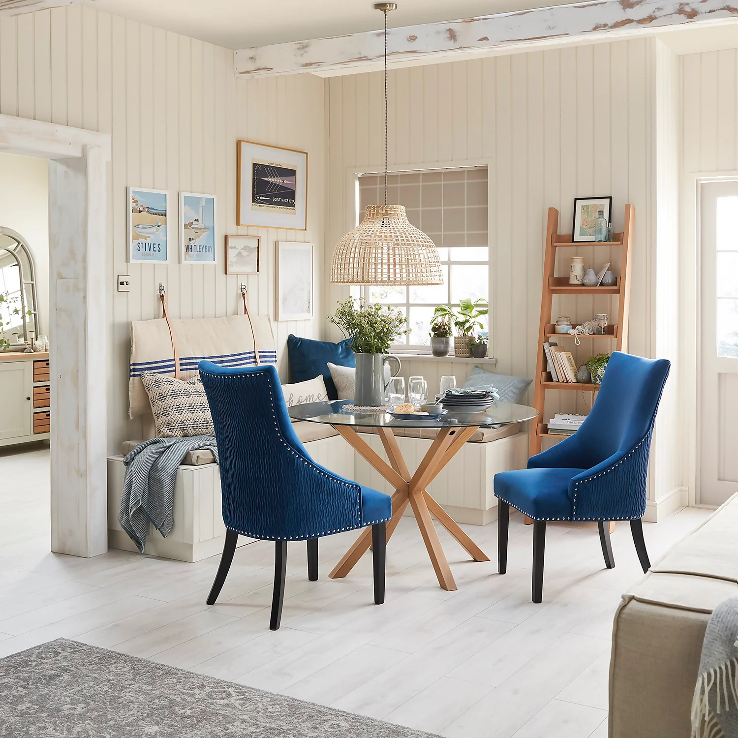 Annabelle Pleated Back Velvet Dining Chairs - Set Of 2 - Navy 4 Annabelle Pleated Back Velvet Dining Chairs - Set Of 2 - Navy - Image 2