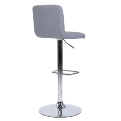 Chet Height Adjustable Faux Leather Bar Stool - Grey -Home Furniture 13223770 2014927306587285