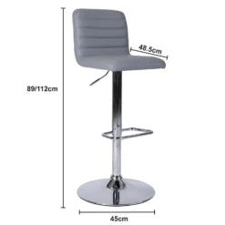 Chet Height Adjustable Faux Leather Bar Stool - Grey -Home Furniture 13223770 2014927306672266