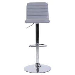 Chet Height Adjustable Faux Leather Bar Stool - Grey -Home Furniture 13223770 6764927306512213