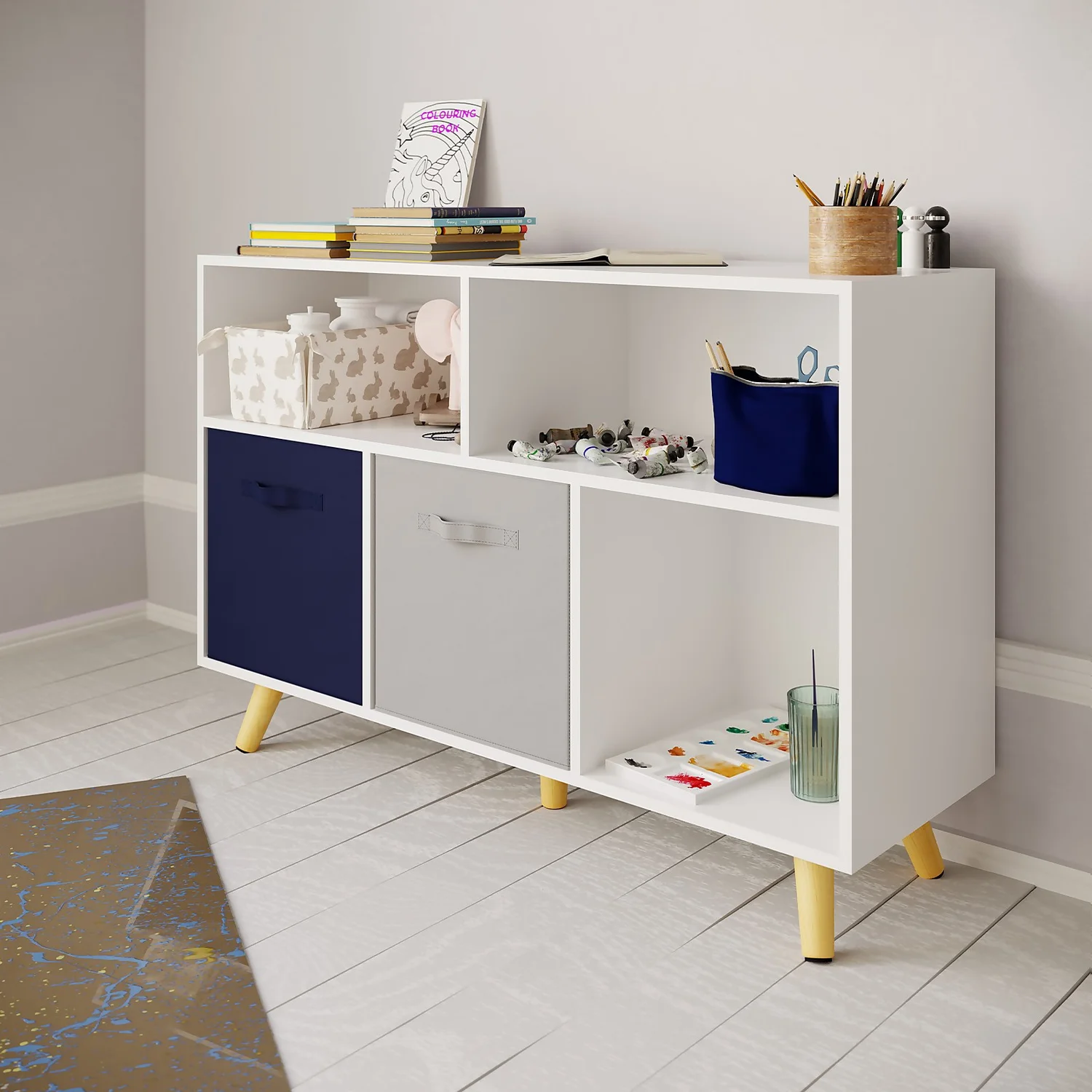 Kids Compact Storage Unit With Legs - White 5 Kids Compact Storage Unit With Legs - White - Image 3