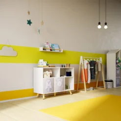 Kids Storage Rail Bookshelf - White & Natural -Home Furniture 13277681 8734928016632247