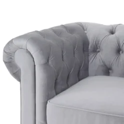 Chesterfield Velvet Armchair - Silver -Home Furniture 13302342 1374961771221857