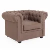 Chesterfield Faux Leather Armchair - Tan -Home Furniture 13514410 1195036616364605