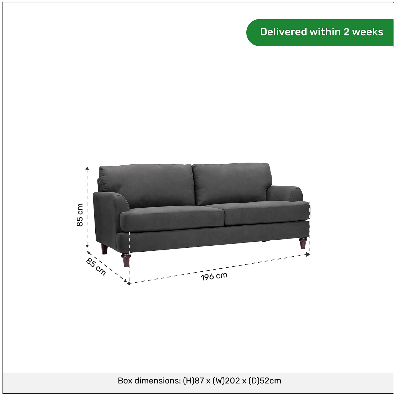 Brook 3 Seater Sofa In A Box - Charcoal 8 Brook 3 Seater Sofa In A Box - Charcoal - Image 7