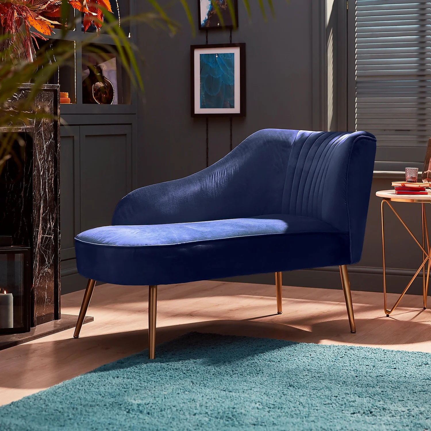 Gigi Velvet Chaise Longue - Midnight 4 Gigi Velvet Chaise Longue - Midnight - Image 2