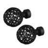 Rothley Baroque 25mm Pattern Orb Curtain Pole Finials (Pair) - Matt Black -Home Furniture 13712257 2694976258236284