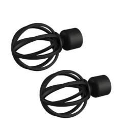 Rothley Baroque 25mm Cage Orb Curtain Pole Finials (Pair) - Matt Black