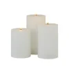 Pack Of 3 LED Pillar Ribbed Candles - White -Home Furniture 13794266 1785009419292163
