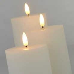 Pack Of 3 LED Pillar Ribbed Candles - White 9 Pack Of 3 LED Pillar Ribbed Candles - White -Home Furniture 13794266 8555009419425051