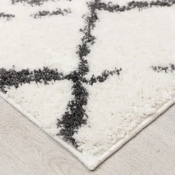 Deluxe Berber Shaggy Runner - White & Black - 180x67cm -Home Furniture 13888027 1124988131185459