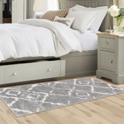 Deluxe Berber Shaggy Runner - Grey & White - 180x67cm -Home Furniture 13888989 1374988130978099