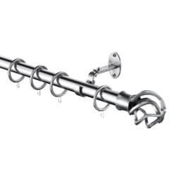 Extendable Curtain Pole With Cage Ball Finial - Steel -Home Furniture 13909296 1744987948488108