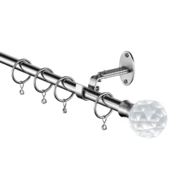 Extendable Curtain Pole With Crackle Glass Finial - Steel -Home Furniture 13909332 5964987948501683