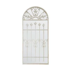 MirrorOutlet Somerley Gate Gothic Arch Stone Coloured Large Metal Garden Mirror - 140x65cm -Home Furniture 13950565 6894987139231697