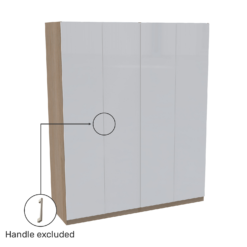 House Beautiful Honest Quad Wardrobe, Oak Effect Carcass - Gloss White Slab Doors (W) 1800mm X (H) 2196mm -Home Furniture 13999747 1095005575344610