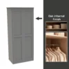 House Beautiful Realm Fitted Look Double Wardrobe, Oak Effect Carcass - Grey Shaker Doors (W) 1001mm X (H) 2256mm -Home Furniture 13999775 1565052689936385