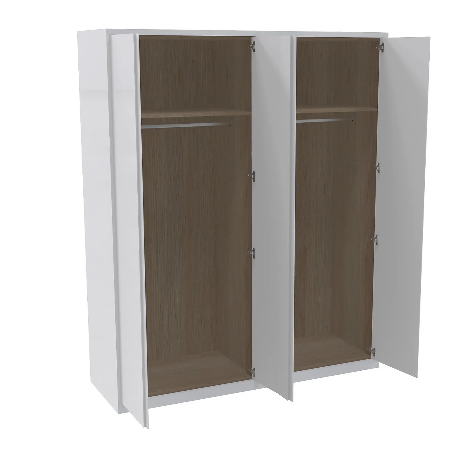 House Beautiful Escape Fitted Look Quad Wardrobe, Oak Effect Carcass - Gloss White Handleless Doors (W) 1840mm X (H) 2226mm 4 House Beautiful Escape Fitted Look Quad Wardrobe, Oak Effect Carcass - Gloss White Handleless Doors (W) 1840mm X (H) 2226mm - Image 2