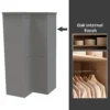 House Beautiful Realm Fitted Look Corner Wardrobe, Oak Effect Carcass - Grey Shaker Doors (W) 1103mm X (H) 2256mm -Home Furniture 13999799 1495052689865132
