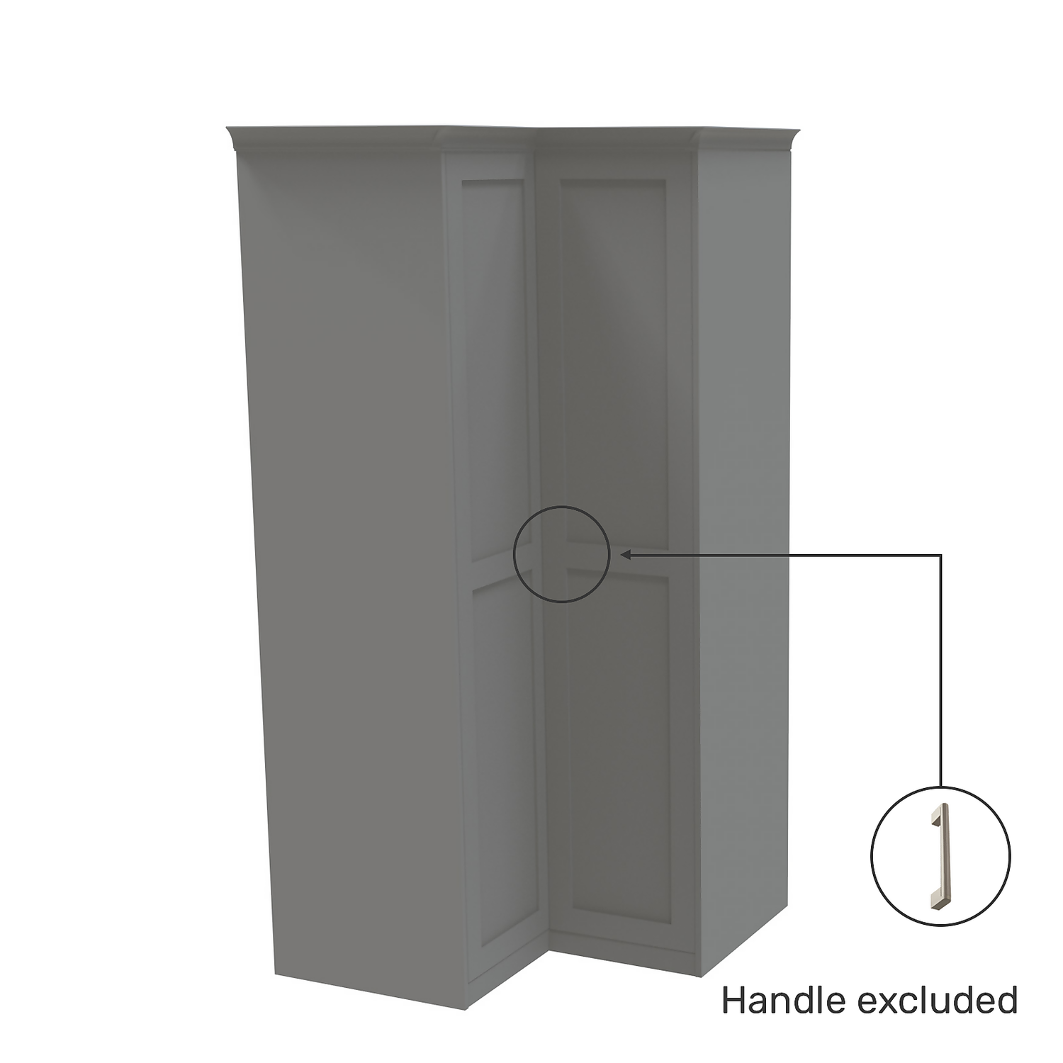 House Beautiful Realm Fitted Look Corner Wardrobe, Oak Effect Carcass - Grey Shaker Doors (W) 1103mm X (H) 2256mm 5 House Beautiful Realm Fitted Look Corner Wardrobe, Oak Effect Carcass - Grey Shaker Doors (W) 1103mm X (H) 2256mm - Image 3