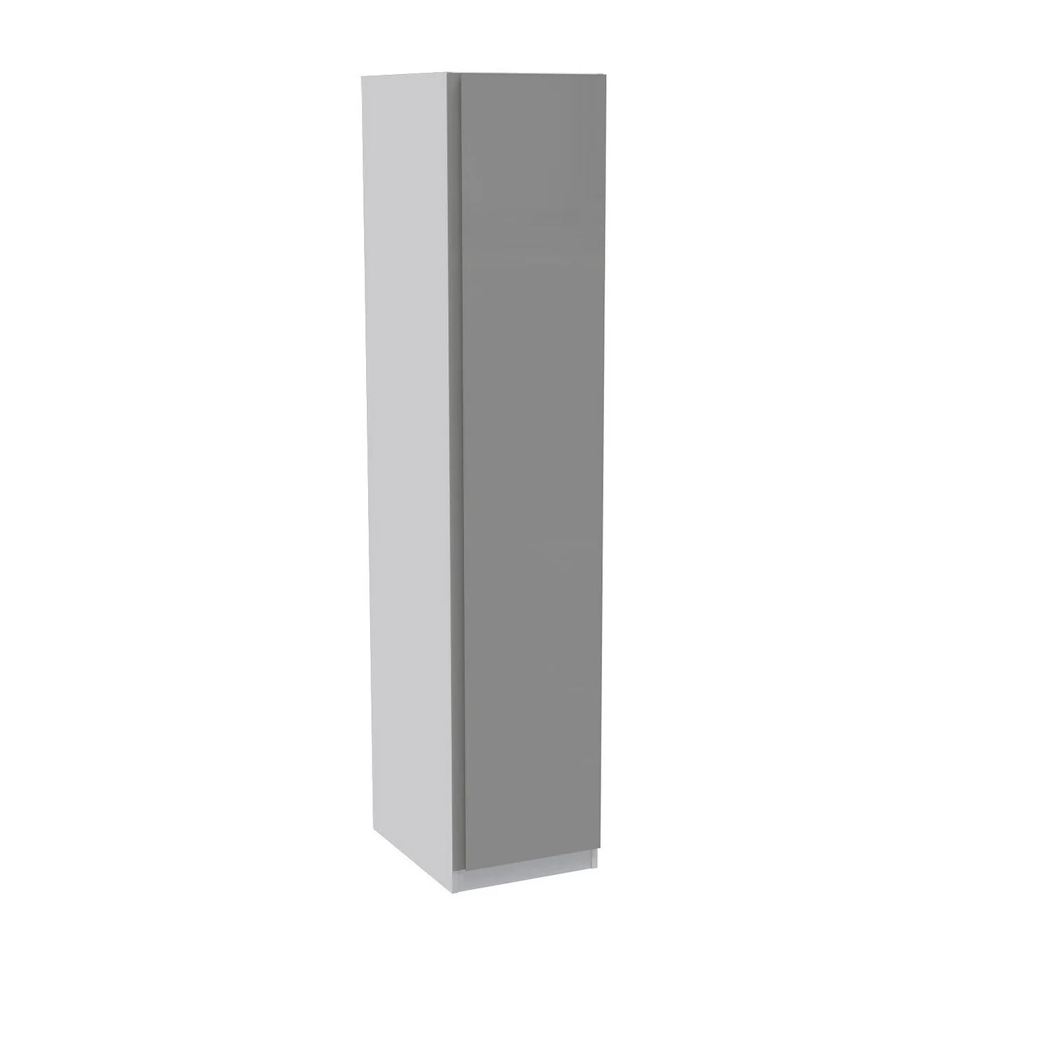House Beautiful Escape Single Wardrobe, White Carcass - Gloss Grey Handleless Door (W) 450mm X (H) 2196mm 3 House Beautiful Escape Single Wardrobe, White Carcass - Gloss Grey Handleless Door (W) 450mm X (H) 2196mm