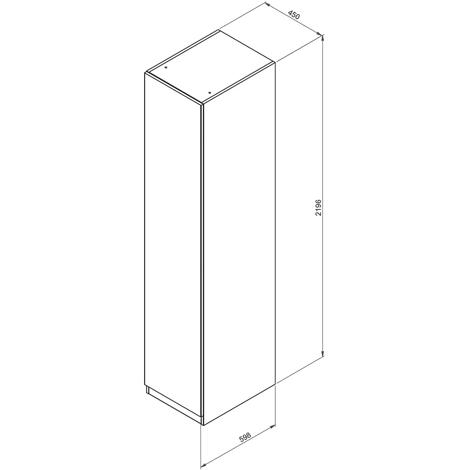 House Beautiful Escape Single Wardrobe, White Carcass - Gloss Grey Handleless Door (W) 450mm X (H) 2196mm 6 House Beautiful Escape Single Wardrobe, White Carcass - Gloss Grey Handleless Door (W) 450mm X (H) 2196mm - Image 4