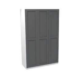 House Beautiful Realm Triple Wardrobe, White Carcass - Carbon Grey Shaker Doors (W) 1350mm X (H) 2196mm