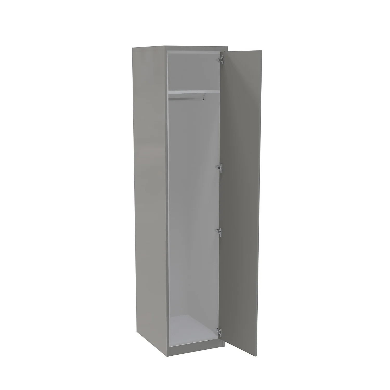 House Beautiful Honest Fitted Look Single Wardrobe, White Carcass - Gloss Grey Slab Door (W) 490mm X (H) 2226mm 4 House Beautiful Honest Fitted Look Single Wardrobe, White Carcass - Gloss Grey Slab Door (W) 490mm X (H) 2226mm - Image 2