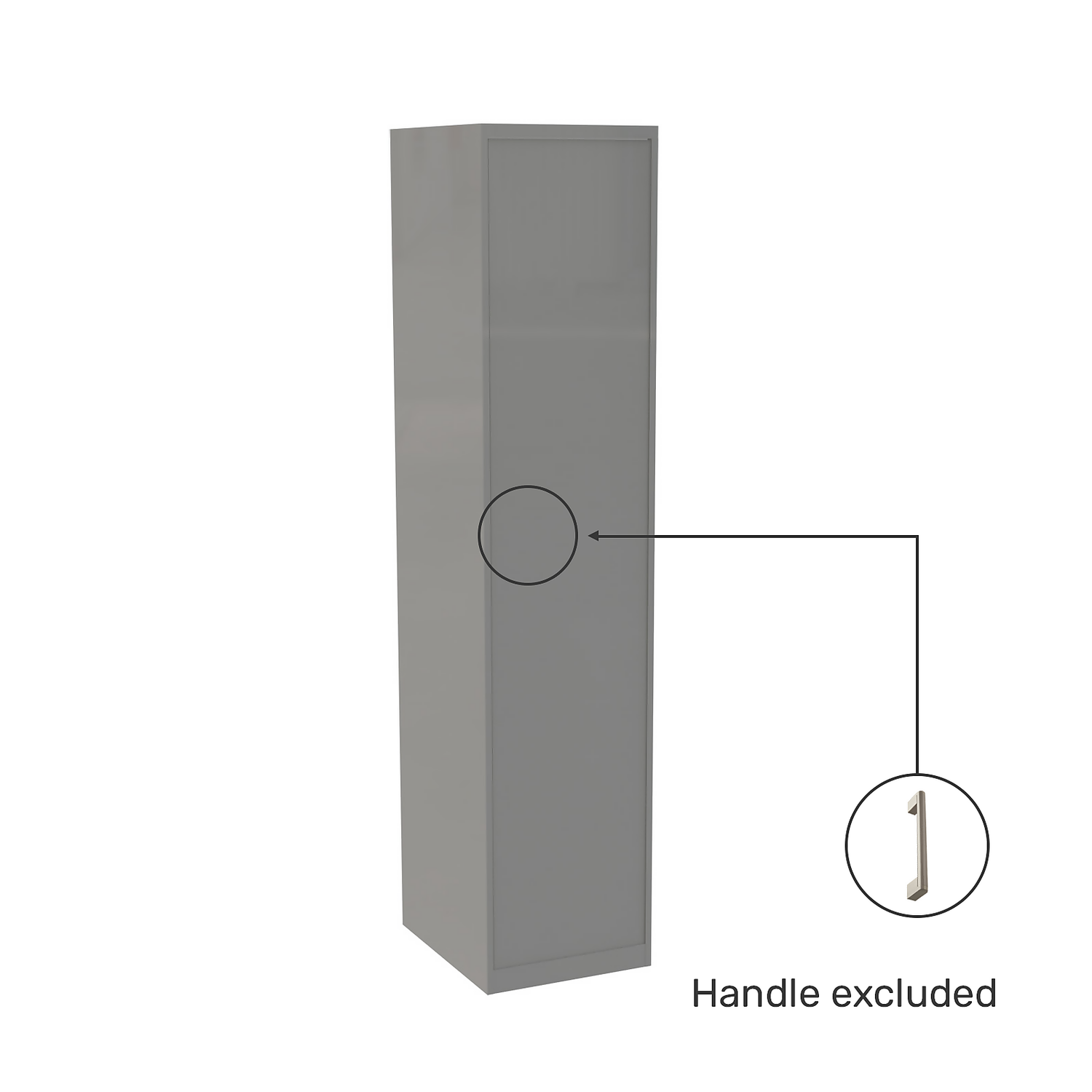 House Beautiful Honest Fitted Look Single Wardrobe, White Carcass - Gloss Grey Slab Door (W) 490mm X (H) 2226mm 5 House Beautiful Honest Fitted Look Single Wardrobe, White Carcass - Gloss Grey Slab Door (W) 490mm X (H) 2226mm - Image 3